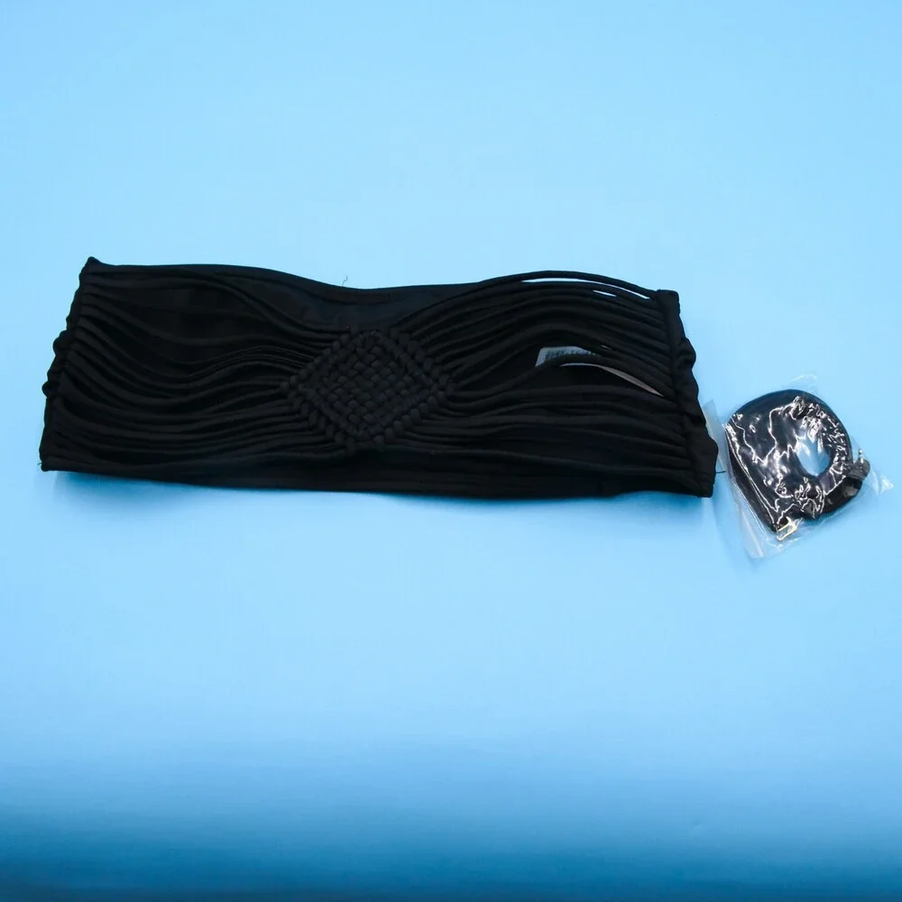 Victorias Secret Medium Black Bikini Top Padded Bandeau Strapless Swimwear Beach